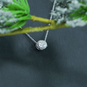 doveggs moissanite pendant necklace 14k white gold 2 carat 7x9mm ghi color oval cut moissanite with platinum plated silver chain for women - DovEggs-Seattle