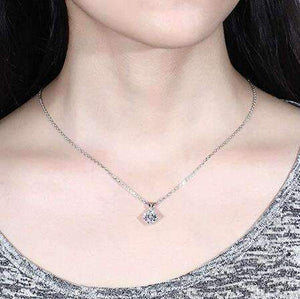 doveggs moissanite pendant necklace 14k white gold 2 carat center 7.5mm g-h color cushion moissanite for women - DovEggs-Seattle