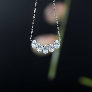 doveggs moissanite pendant necklace 14k white gold 2.75 carat center 4X6mm oval cut moissanite pendant with 14k white gold chain for women - DovEggs-Seattle