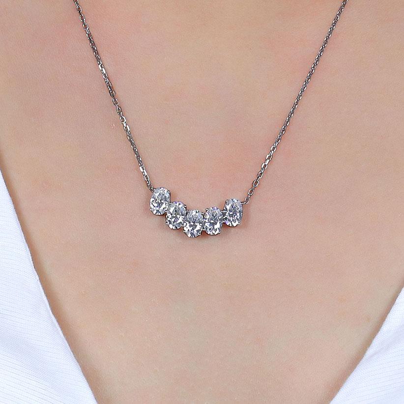 doveggs moissanite pendant necklace 14k white gold 2.75 carat center 4X6mm oval cut moissanite pendant with 14k white gold chain for women - DovEggs-Seattle