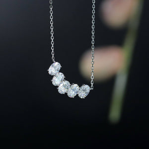 doveggs moissanite pendant necklace 14k white gold 2.75 carat center 4X6mm oval cut moissanite pendant with 14k white gold chain for women - DovEggs-Seattle