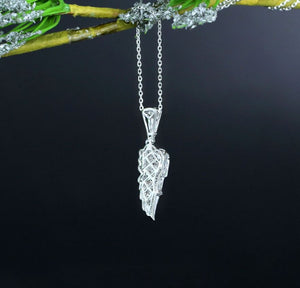 doveggs moissanite pendant necklace 14k white gold moissanite Leaf Shape pendant necklace with 14k white gold chain for women - DovEggs-Seattle