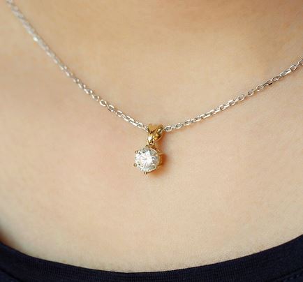 doveggs moissanite pendant necklace 14k yellow gold 1ct 6.5mm moissanite pendant necklace solitare for women - DovEggs-Seattle