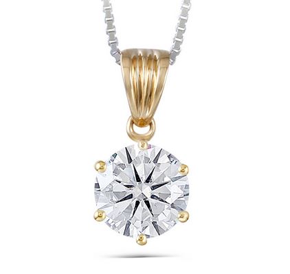 doveggs moissanite pendant necklace 14k yellow gold 1ct 6.5mm moissanite pendant necklace solitare for women - DovEggs-Seattle