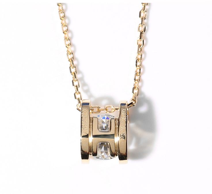doveggs moissanite pendant necklace 14k yellow gold 1ct 6.5mm moissanite pendant necklace with 18" 14k yellow gold chain - DovEggs-Seattle