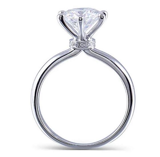 doveggs moissanite ring 14k white gold 2ct center 8mm moissanite engagement ring with accents for women - DovEggs-Seattle