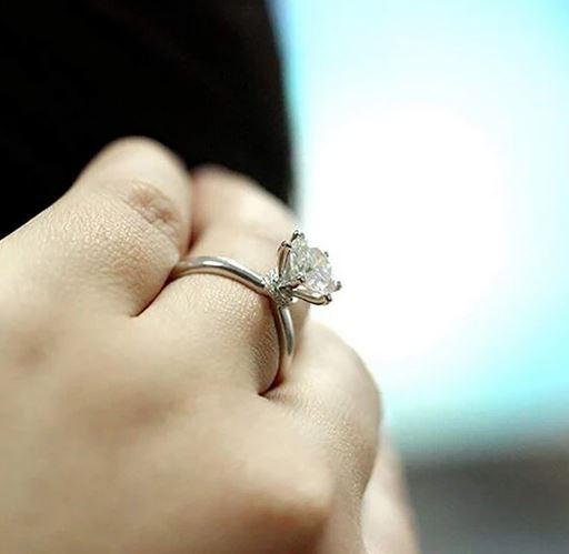 doveggs moissanite ring 14k white gold 2ct center 8mm moissanite engagement ring with accents for women - DovEggs-Seattle