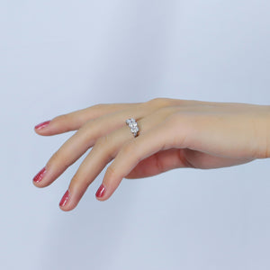 doveggs moissanite ring 14k white gold 3ctw 4x6mm oval moissanite half eternity wedding band for women - DovEggs-Seattle