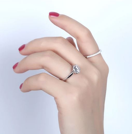 doveggs moissanite ring set 14k white gold 1.5ct center 7.5mm moissanite engagement ring bridal set with accents for women - DovEggs-Seattle