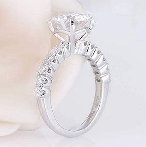 doveggs moissanite rings 14k white gold 3ct 9mm moissanite engagement rings with accents for women - DovEggs-Seattle