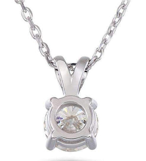 doveggs moissanite solitare pendant necklace platinum plated silver 2 carat center 8mm ghi color round moissanite pendant - DovEggs-Seattle