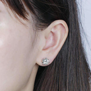 doveggs moissanite stud earrings 14k white gold post 2 carat center 6.5mm round ghi color moissanite platinum plated silver for women girls - DovEggs-Seattle
