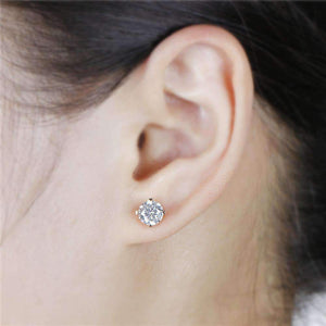 doveggs moissanite stud earrings solid 14k rose gold 2 carat center 6.5mm G-H-I color round moissanite earring studs for women - DovEggs-Seattle