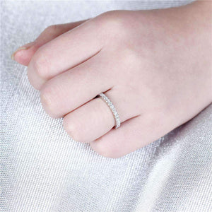 doveggs moissanite wedding band 14k white gold 0.48 carat center 1.7mm half eternity band guard ring for women - DovEggs-Seattle