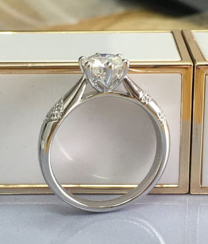 doveggs platinum plated silver 1 carat g-h-i color round moissanite ring DovEggs-Seattle 