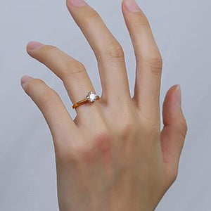 doveggs round GHI/DEF color moissanite engagement ring in rose gold DovEggs-Seattle 