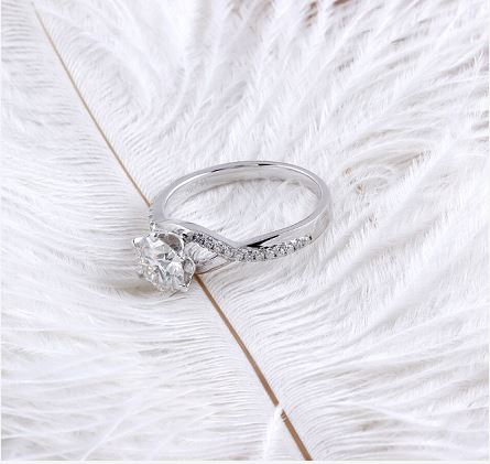 doveggs round moissanite engagement ring in white gold DovEggs-Seattle 