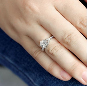 doveggs round moissanite engagement ring in white gold DovEggs-Seattle 