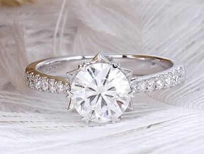 doveggs round moissanite ring engagement ring in white gold DovEggs-Seattle 