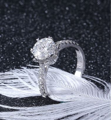 doveggs round moissanite ring engagement ring in white gold DovEggs-Seattle 