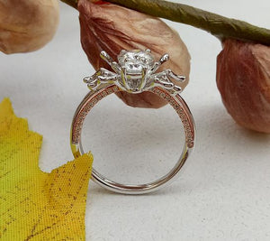 doveggs spider shape oval moissanite engagement ring in white/rose gold DovEggs-Seattle 