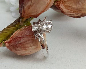 doveggs spider shape oval moissanite engagement ring in white/rose gold DovEggs-Seattle 