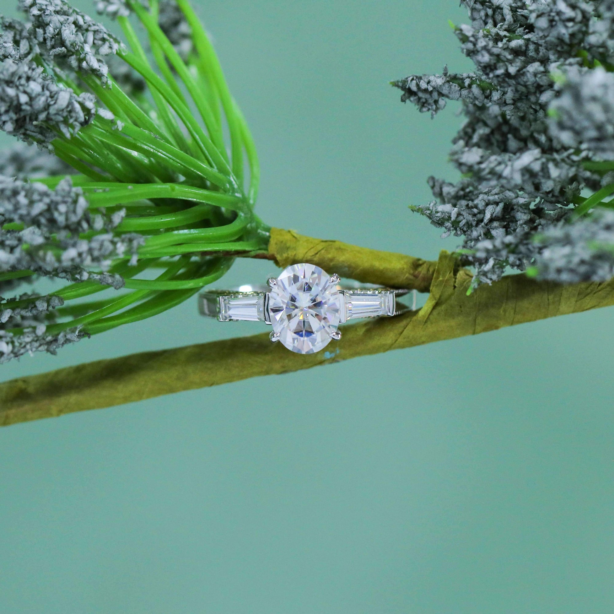 doveggs vintage oval moissanite engagement ring in white/yellow gold DovEggs-Seattle 