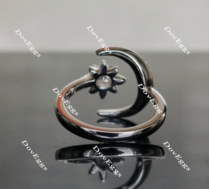 Doveggs Crescent Moon and Star moissanite/Lab grown diamond engagement ring wedding bands-2.6mm band width