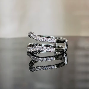 DovEggs 4 carat pear sterling silver moissanite bridal set (2 rings)