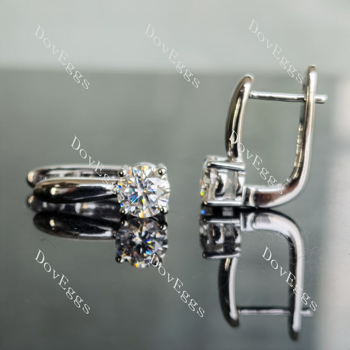 Doveggs solitaire round moissanite hoop earrings - DovEggs-Seattle