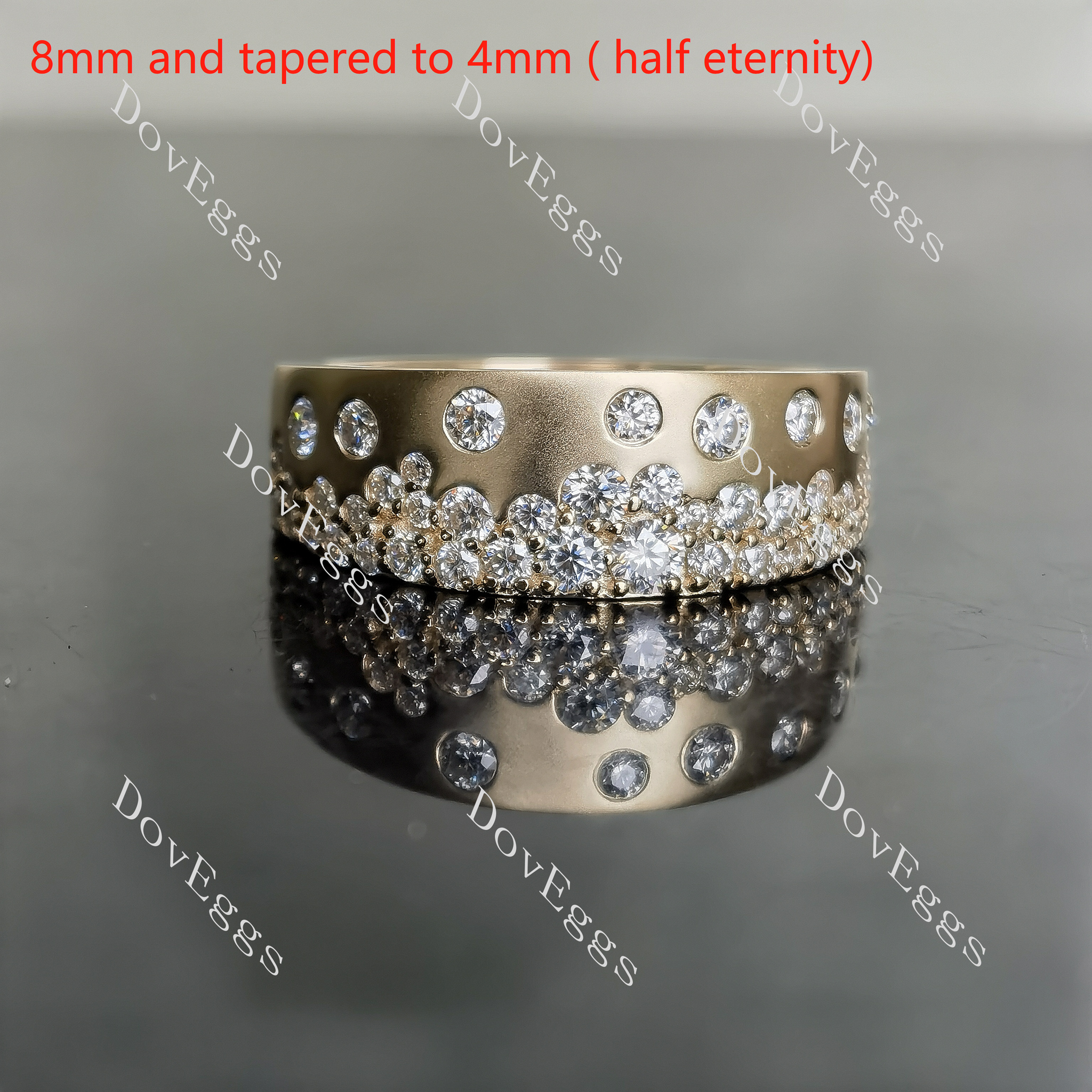 Doveggs round full eternity textured/without textured moissanite/lab grown diamond wedding band-8mm band width