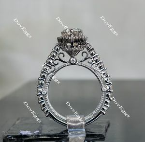 Doveggs flower shape halo pear moissanite engagement ring