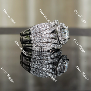 doveggs cushion halo moissanite bridal set (3 rings)