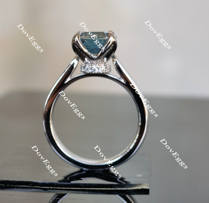 DovEggs Smokey Sparks Grey emerald art deco moissanite engagement ring
