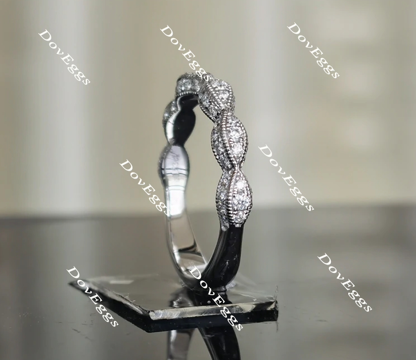 Doveggs anniversary Art deco moissanite/lab grown diamond wedding band-3.3mm band width