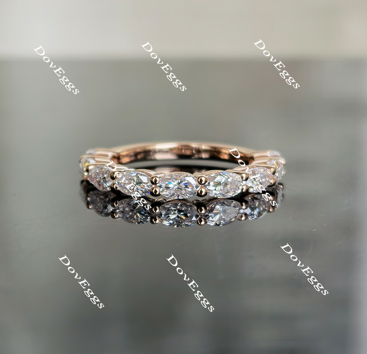 Doveggs oval pave moissanite/lab grown diamond wedding band for women-2.1mm band width