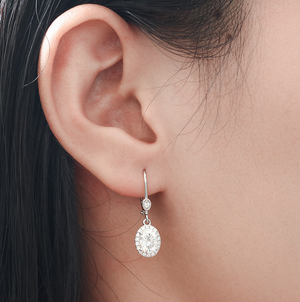 doveggs sterling silver 2 carat g-h color oval moissanite hoop earring