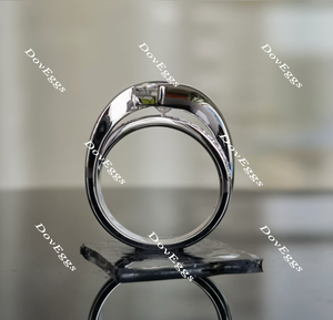 Doveggs princess moissanite engagement ring curved moissanite band