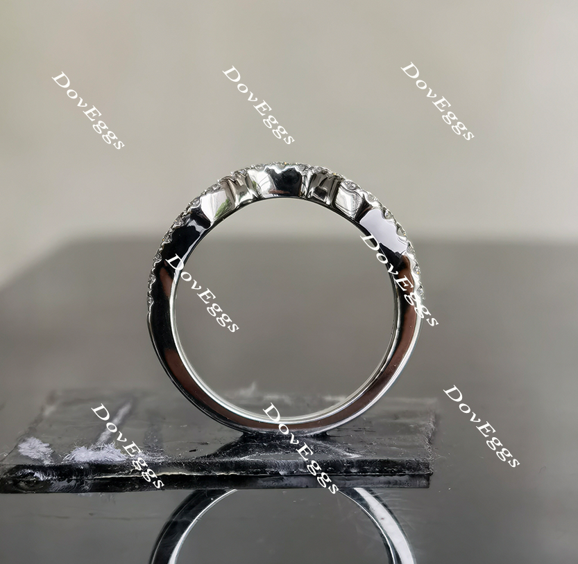 Doveggs pave curved moissanite/lab grown diamond wedding band-1.8mm band width