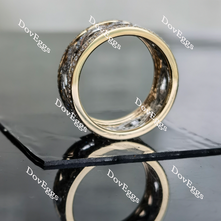Doveggs round vintage full eternity pave moissanite/lab grown diamond wedding band-8.7mm band width
