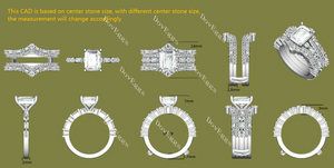 Doveggs emerald half eternity pave moissanite engagement bridal set (2 rings)