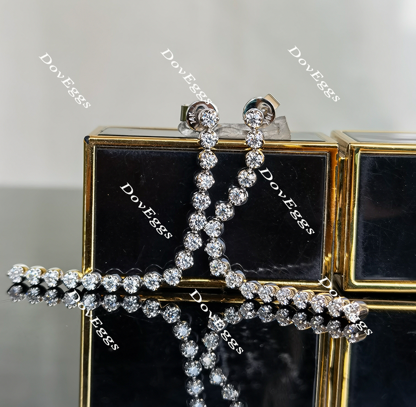 Doveggs round moissanite/lab grown diamond dangle earrings for women