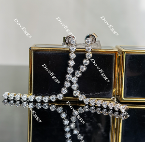 Doveggs round moissanite/lab grown diamond dangle earrings for women