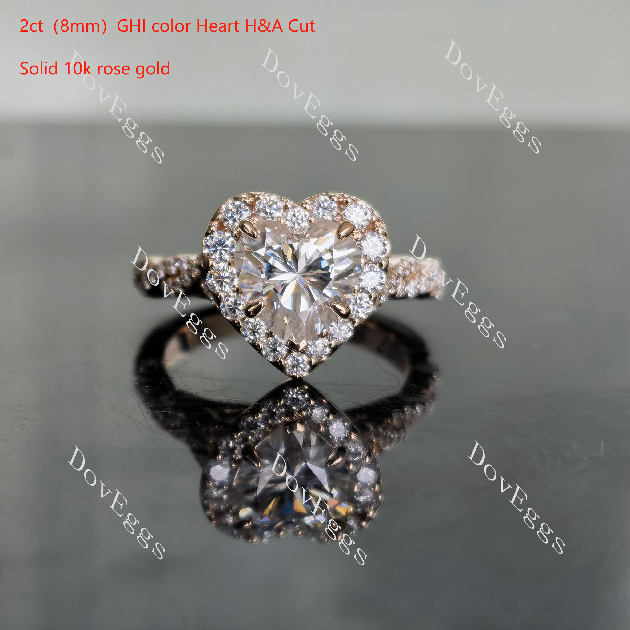 Giovanka curved band halo heart moissanite ring(engagement ring only)