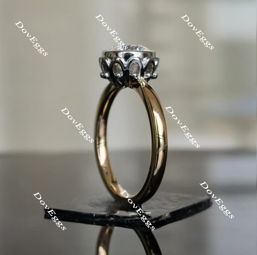 Doveggs round flower shape moissanite engagement ring