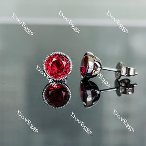 Doveggs solitaire round vivid pegion blood ruby stud earrings for women