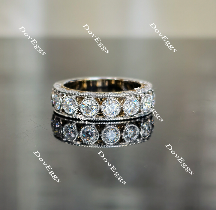 Doveggs bezel setting moissanite/lab grown diamond wedding band-4.9mm band width - DovEggs-Seattle
