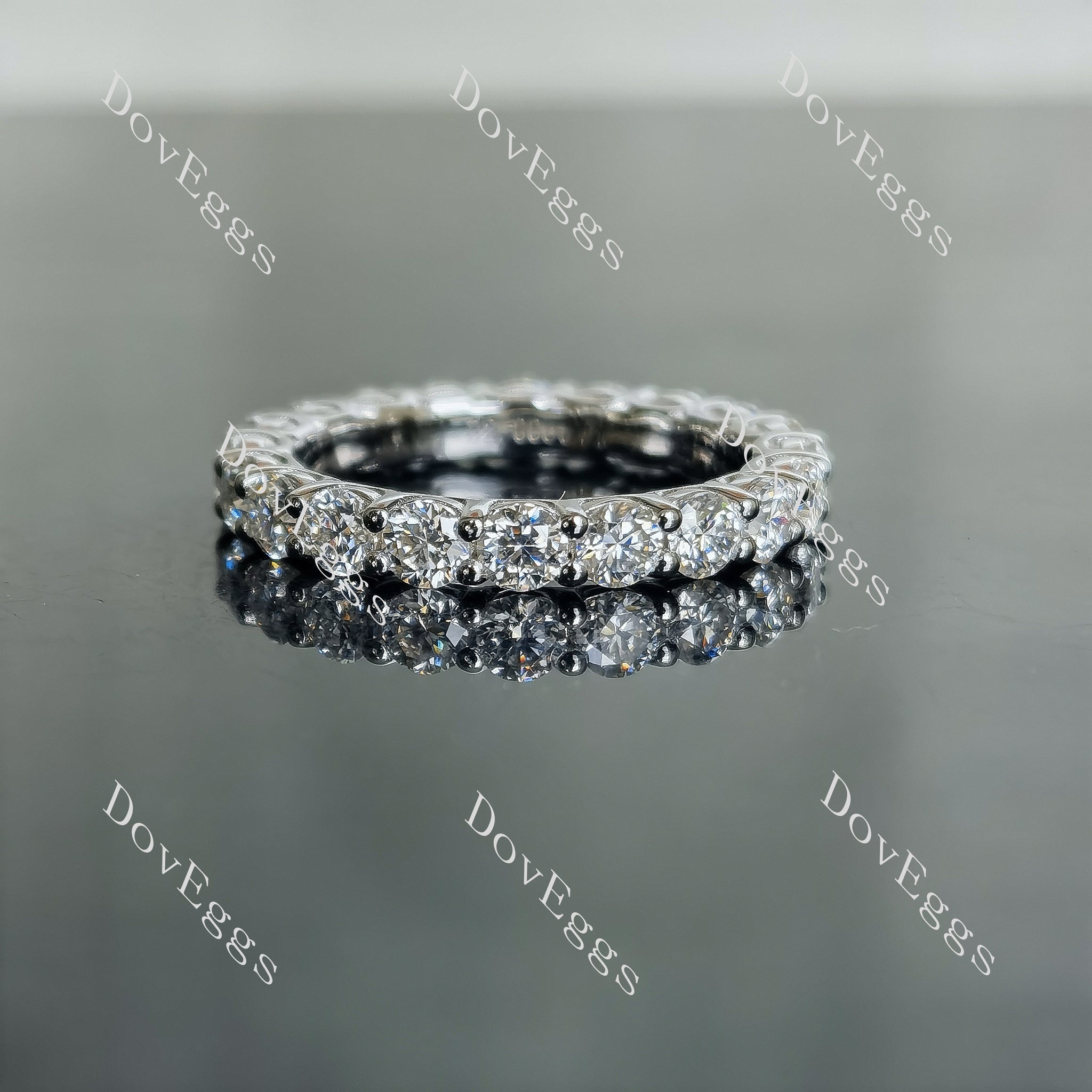 Doveggs round full eternity pave moissanite/lab grown diamond wedding band-2.7mm band width