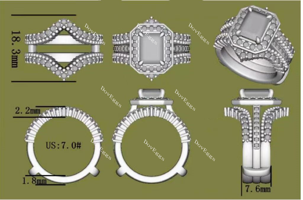 Doveggs half eternity pave round curved moissanite/lab grown diamond enhancer-7.6mm band width