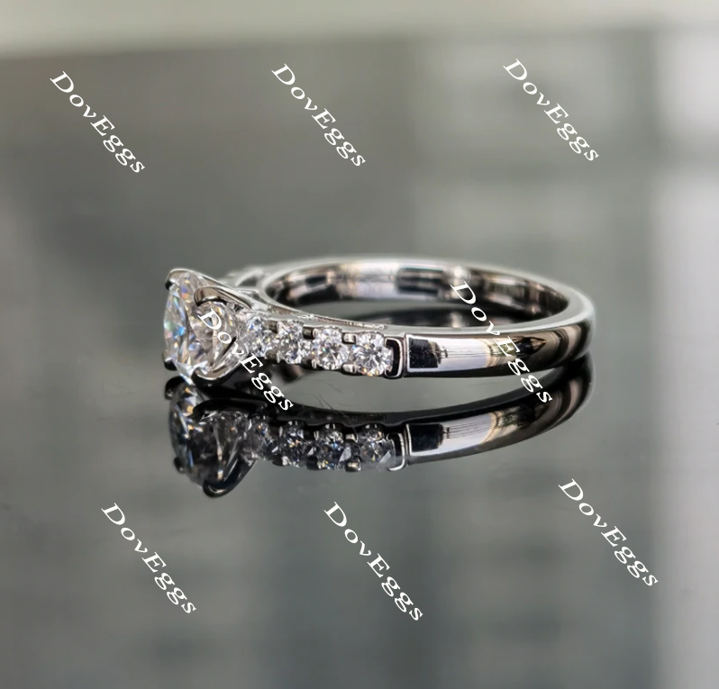 Doveggs round eternity pave moissanite engagement ring for women